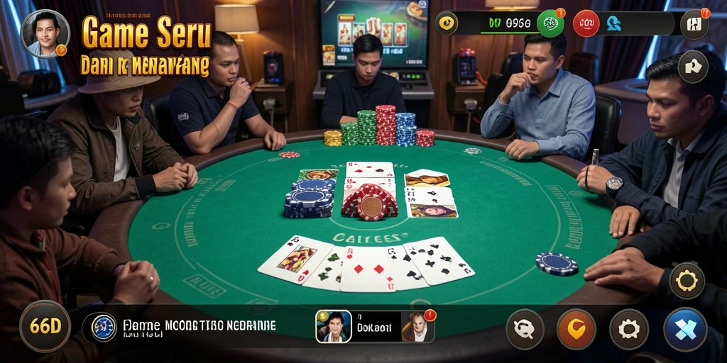 Screenshot gameplay 66D yang menarik menunjukkan suasana Poker yang kompetitif.