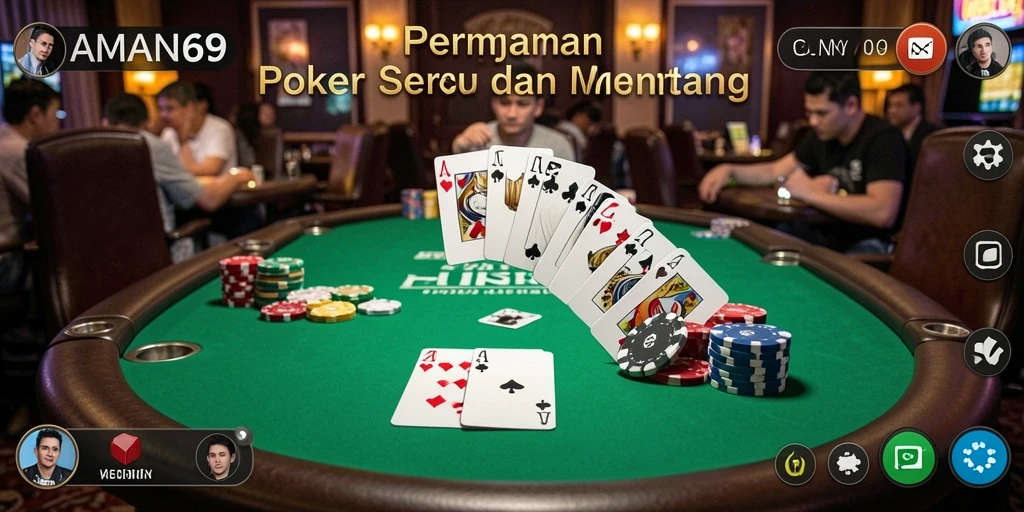 Tampilan gameplay menarik dalam aplikasi Poker AMAN69.