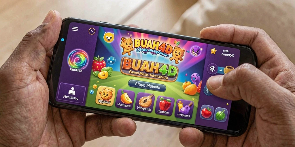 Menampilkan gameplay BUAH4D yang penuh warna dan interaktif.
