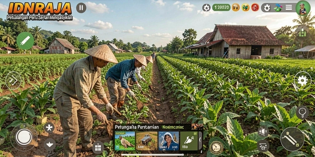 Screenshot gameplay menunjukkan pengalaman berkebun yang menarik dan interaktif di IDNRAJA.