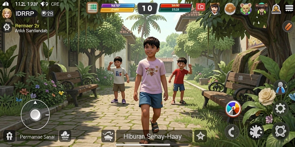 Tangkapan layar gameplay IDRRP menampilkan suasana santai dan seru dalam bermain.