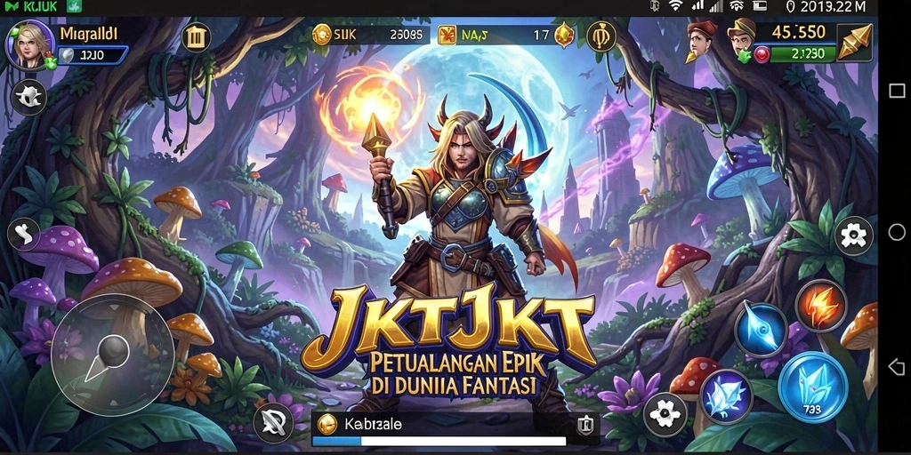 Screenshot utama JKTJKT menampilkan pertempuran epik dan karakter yang menakjubkan.