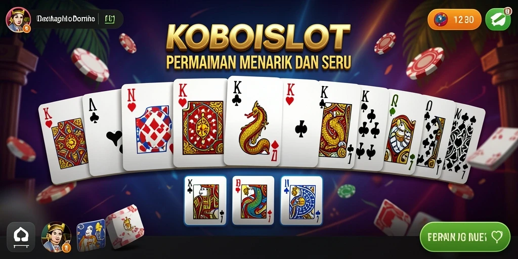 Tampilan gameplay seru dalam KOBOISLOT yang menampilkan aksi Domino.