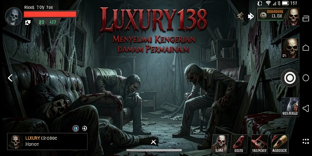 Tampilan gameplay menegangkan dari LUXURY138 dalam suasana Horror.