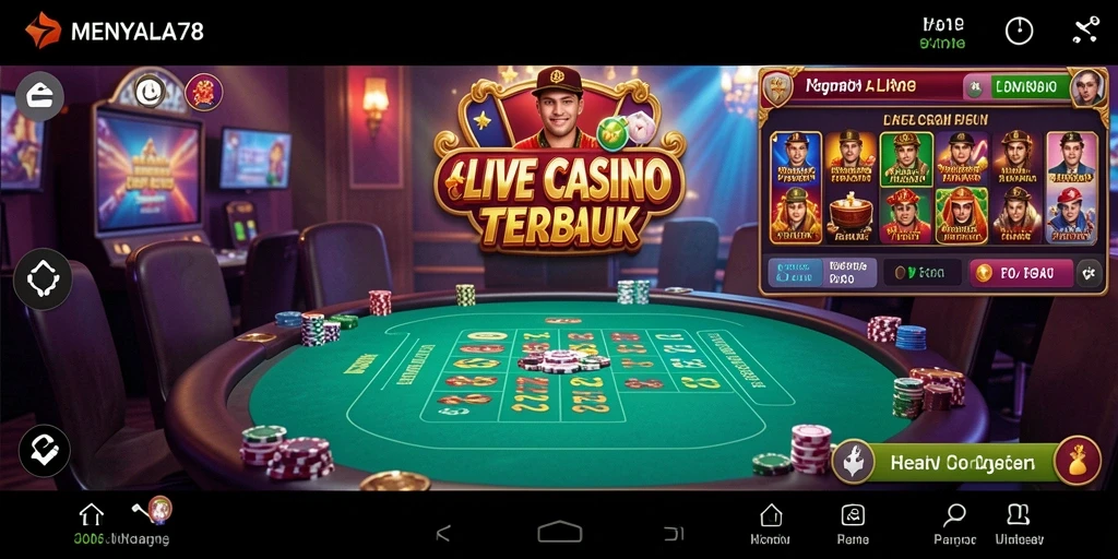 Screenshot MENYALA78 yang menampilkan dealer live dalam aksi permainan casino.