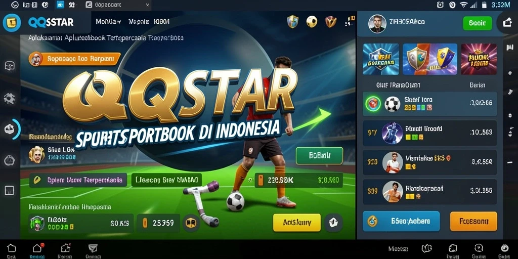 Screenshot QQSTAR menunjukkan antarmuka taruhan olahraga yang menarik.