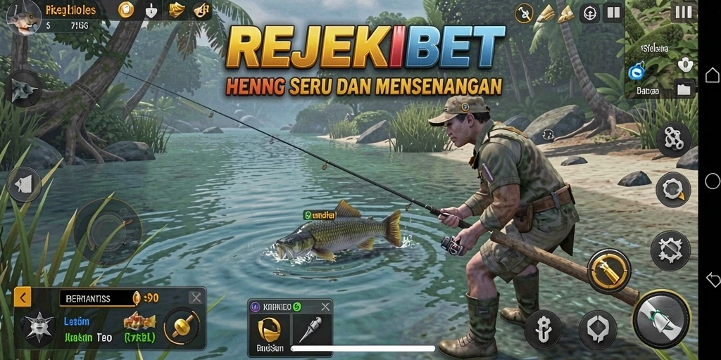 Tangkapan ikan yang seru dalam REJEKIBET saat gameplay berlangsung.