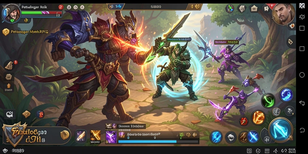 Screenshot gameplay RI889 menunjukkan pertarungan seru dan dunia yang luas.