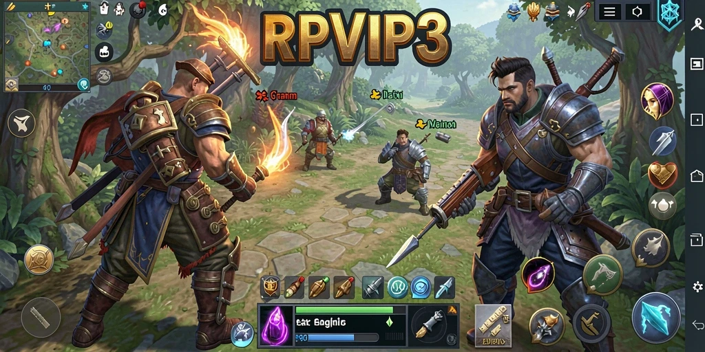 Tangkap layar gameplay RPVIP3 yang menampilkan pertempuran strategi yang intens.