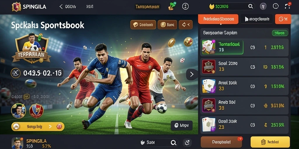 Gameplay SPINGILA menampilkan suasana taruhan olahraga yang seru.