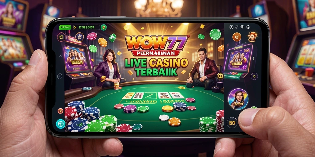 Tampilan gameplay Live Casino di WOW77 yang mendebarkan dan interaktif.